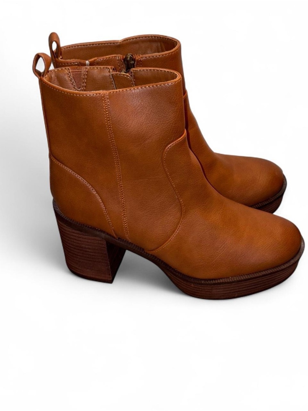 House of Harlow 1960 Tan Leather Platform Ankle Boots
